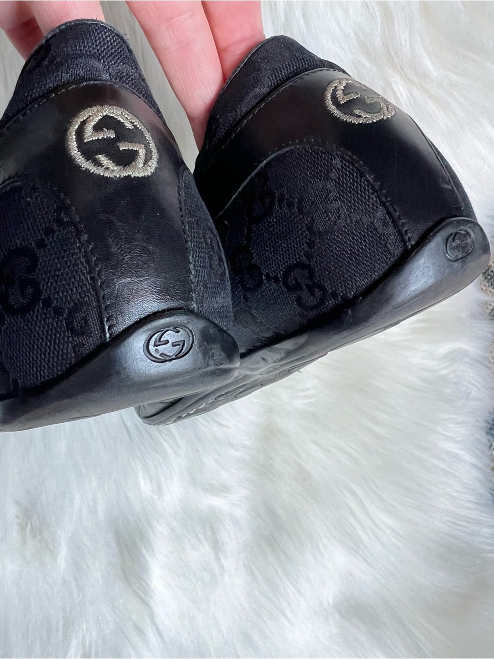Vintage GUCCI Men's Shoes Sz 9.5 G Black GG Monogram Designer Sneakers Italy - Picture 12 of 17